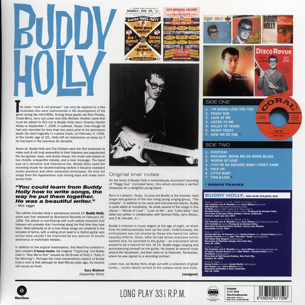 Buddy Holly - Buddy Holly (Second Album) (+2 bonus tracks) (ltd. ed.) (180g) Vinyl Record