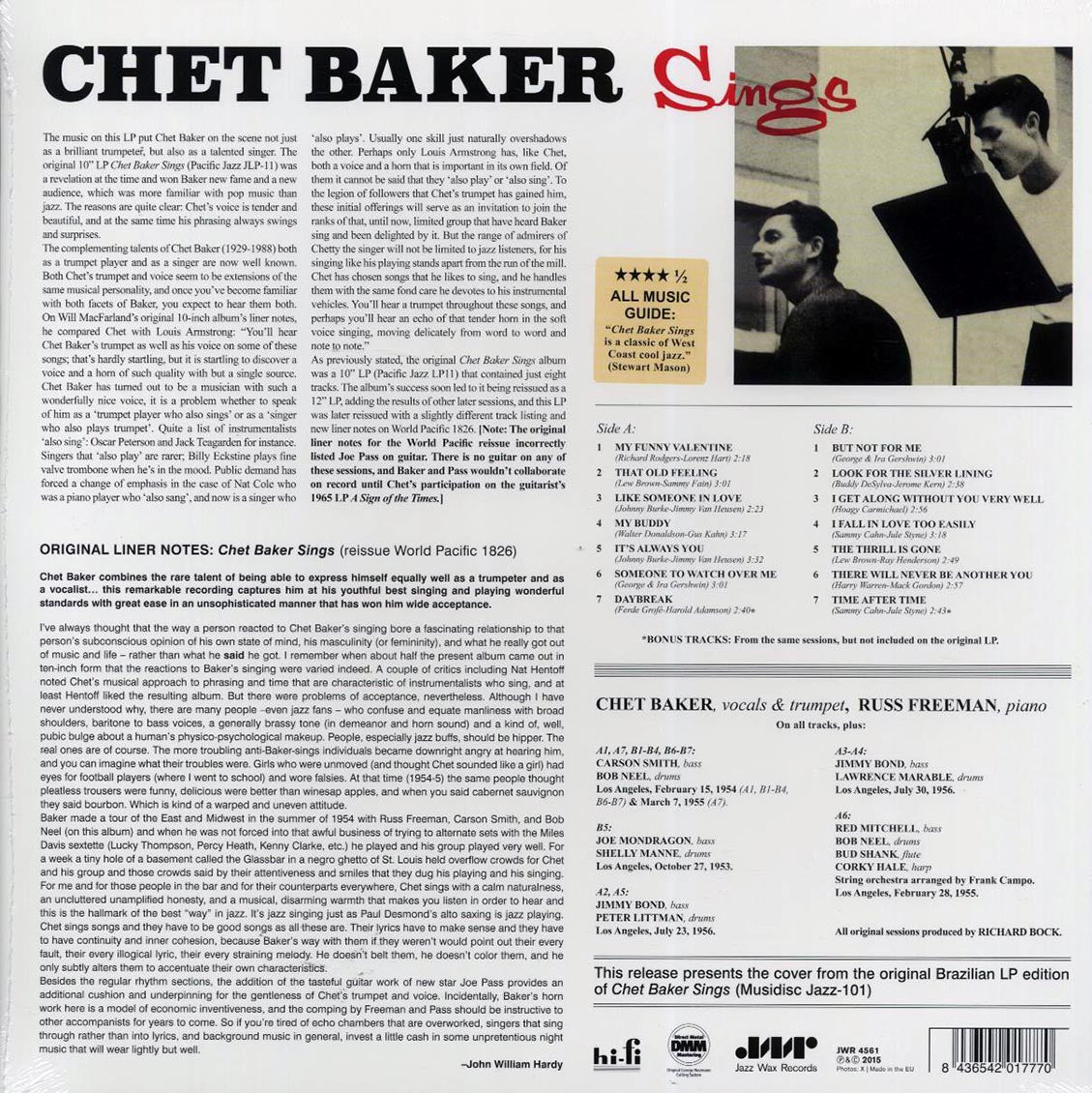 Chet Baker - Chet Baker Sings (ltd. ed.) (180g) (remastered) Vinyl Record