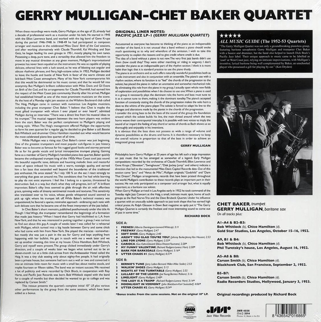 Gerry Mulligan & Chet Baker Quartet - Gerry Mulligan, Chet Baker Quartet (+9 bonus tracks) (ltd. ed.) (180g) (remastered) Vinyl Record