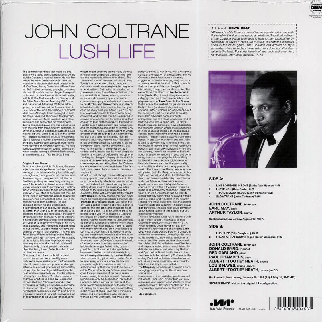 John Coltrane - Lush Life (+bonus track) (ltd. ed.) (180g) Vinyl Record