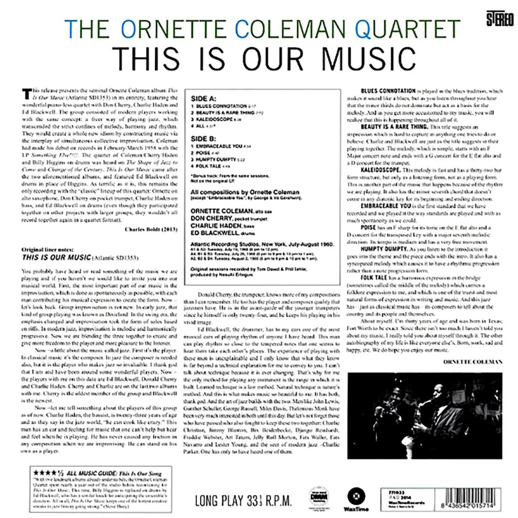 Ornette Coleman Quartet - This Is Our Music (+bonus track) (ltd. ed.) (180g) Vinyl Record