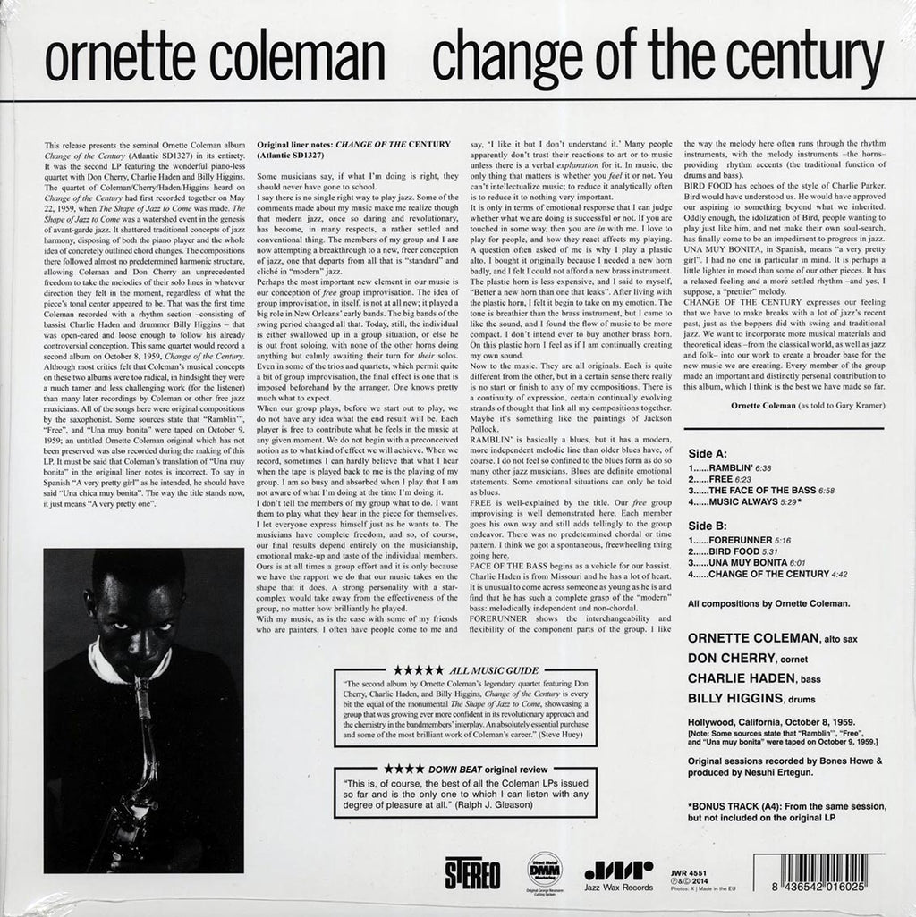 Ornette Coleman - Change Of The Century (+bonus track) (ltd. ed.) (180g) Vinyl Record