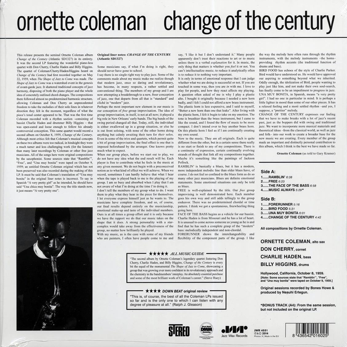 Ornette Coleman - Change Of The Century (+bonus track) (ltd. ed.) (180g) Vinyl Record