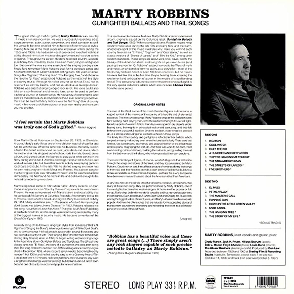 Marty Robbins - Gunfighter Ballads And Trail Songs (+4 bonus tracks) (ltd. ed.) (180g) Vinyl Record