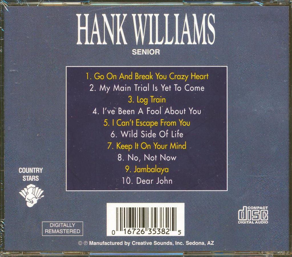 Hank Williams - Jambalaya Music CD