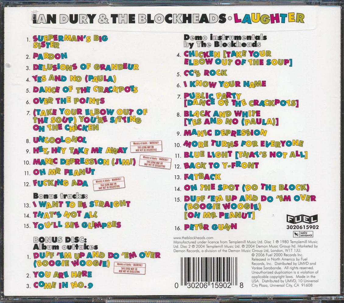 Ian Dury & The Blockheads - Laughter (31 tracks) (2xCD) (remastered) Music CD