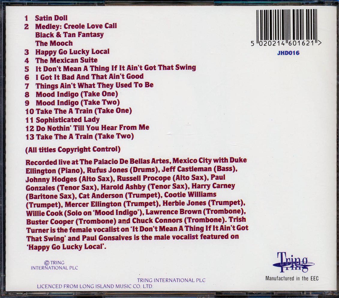 Duke Ellington - Live In Mexico Music CD