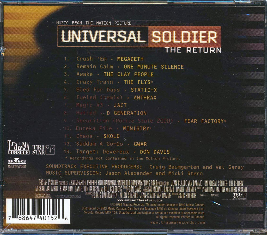 Megadeth, Anthrax, Ministry, Etc. - Music From The Motion Picture: Universal Soldier The Return Music CD
