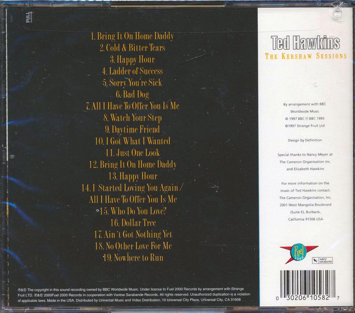 Tad Hawkins - The Kershaw Sessions (marked/ltd stock) Music CD