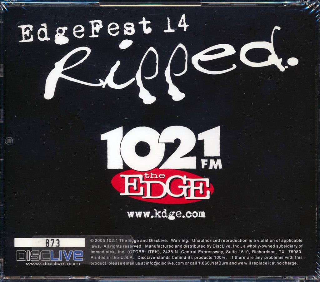 Billy Idol, Sum 41, Crossfade, Etc. - EdgeFest 14 Ripped: 102.1 FM The Edge, April 24, 2005, Dallas, Texas (numbered ltd.ed.) Music CD