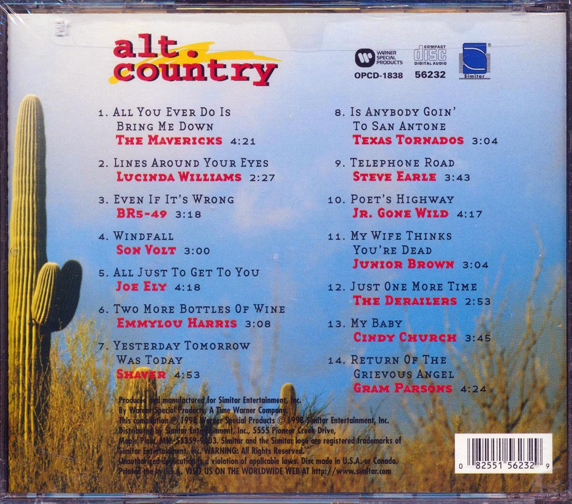 Lucinda Williams, Gram Parsons, Texas Tornados, Etc. - Alt. Country Music CD