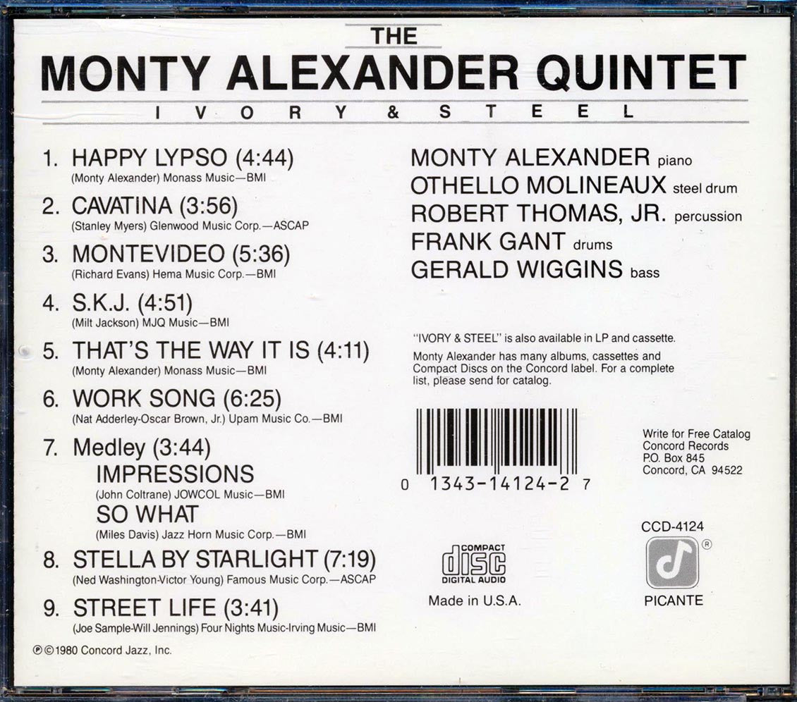 Monty Alexander Quintet - Ivory & Steel Music CD