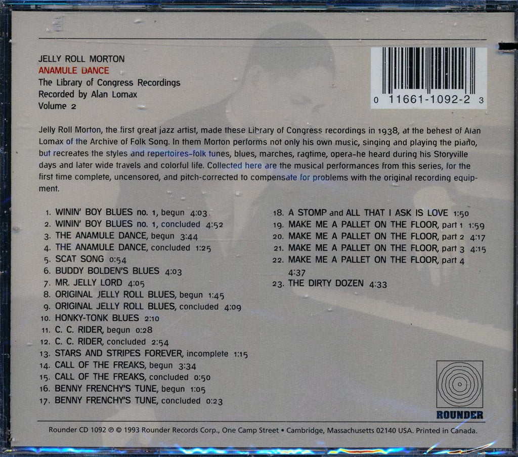 Jelly Roll Morton - Anamule Dance: The Library Of Congress Recordings, Volume 2 (Alan Lomax) (incl. large booklet) (marked/ltd stock) Music CD
