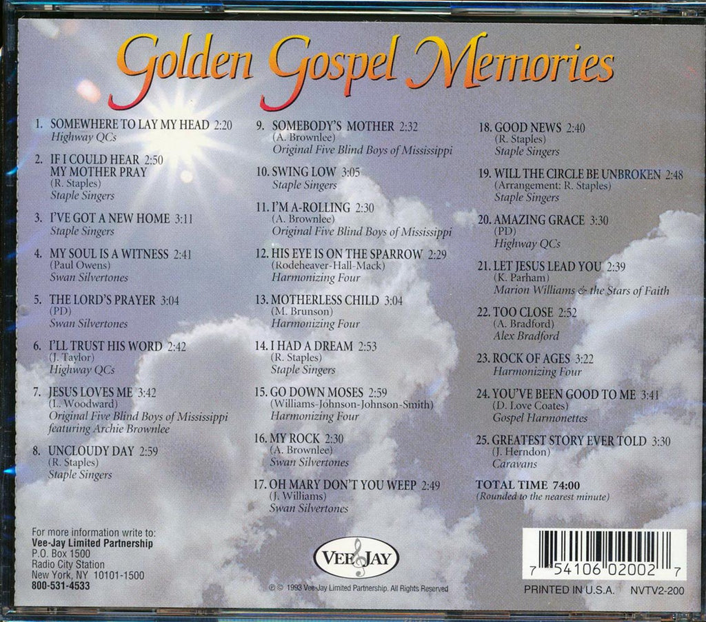 The Staple Singers, Swan Silvertones, Highway QCs, Etc. - Golden Gospel Memories Music CD