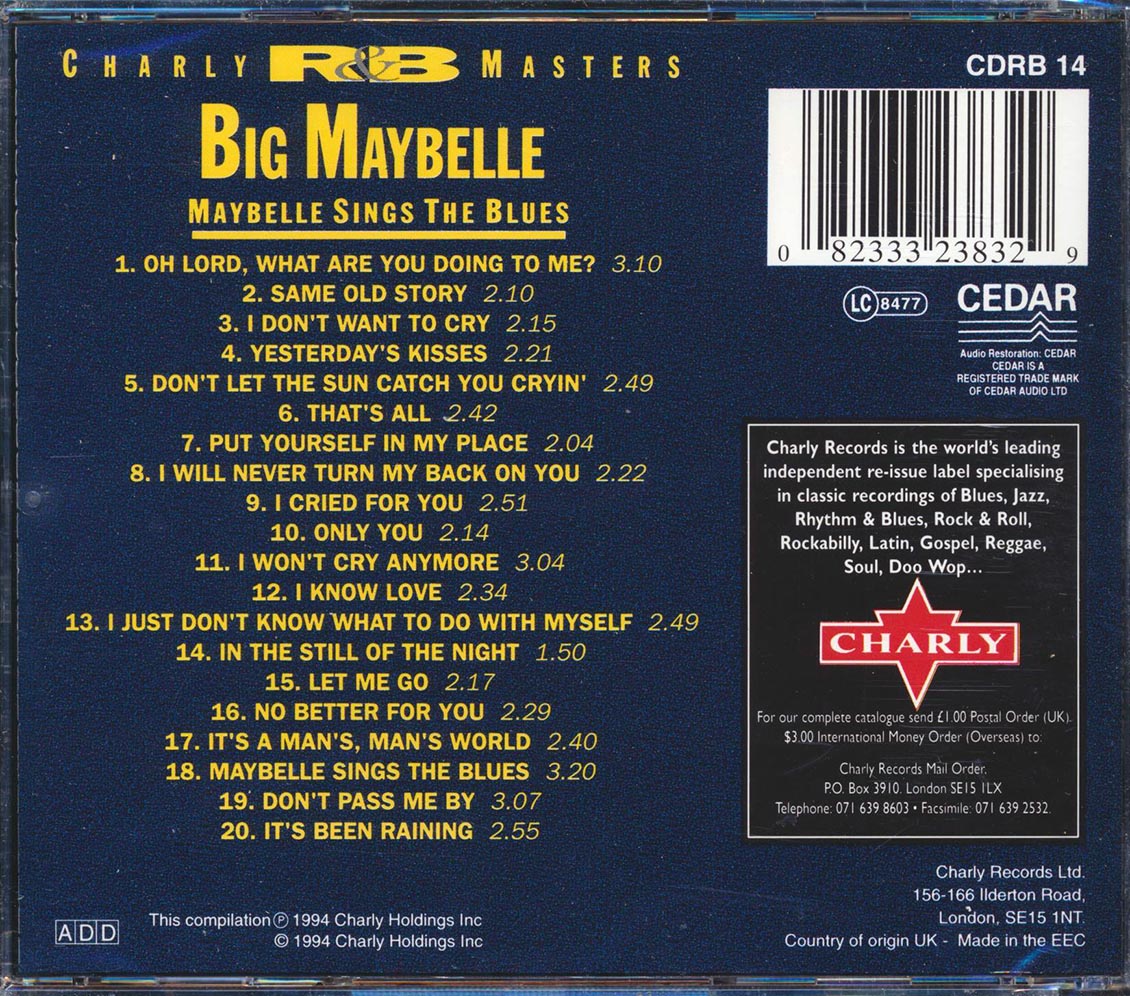 Big Maybelle - Maybelle Sings The Blues Music CD