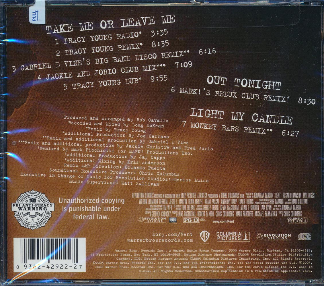 Rent - Take Me Or Leave Me: Remixes (marked/ltd stock) Music CD