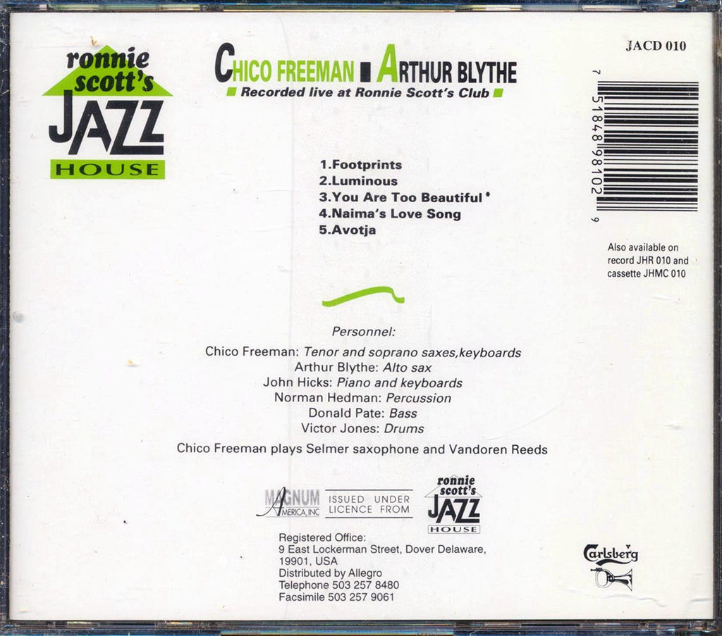 Chico Freeman, Arthur Blythe - Lumonious: Live At Ronnie Scott's Club (marked/ltd stock) Music CD
