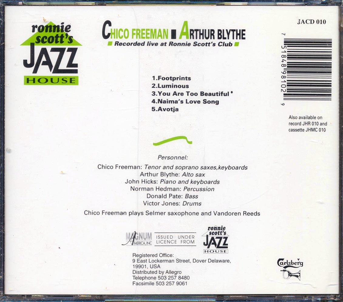 Chico Freeman, Arthur Blythe - Lumonious: Live At Ronnie Scott's Club (marked/ltd stock) Music CD