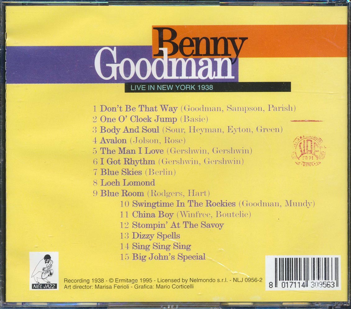 Benny Goodman - Live In New York 1938 Music CD