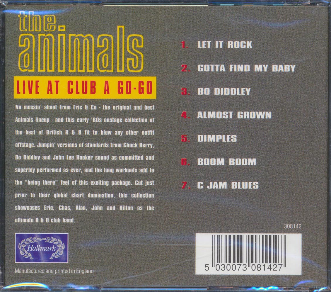 The Animals - Live At Club A Go Go Music CD