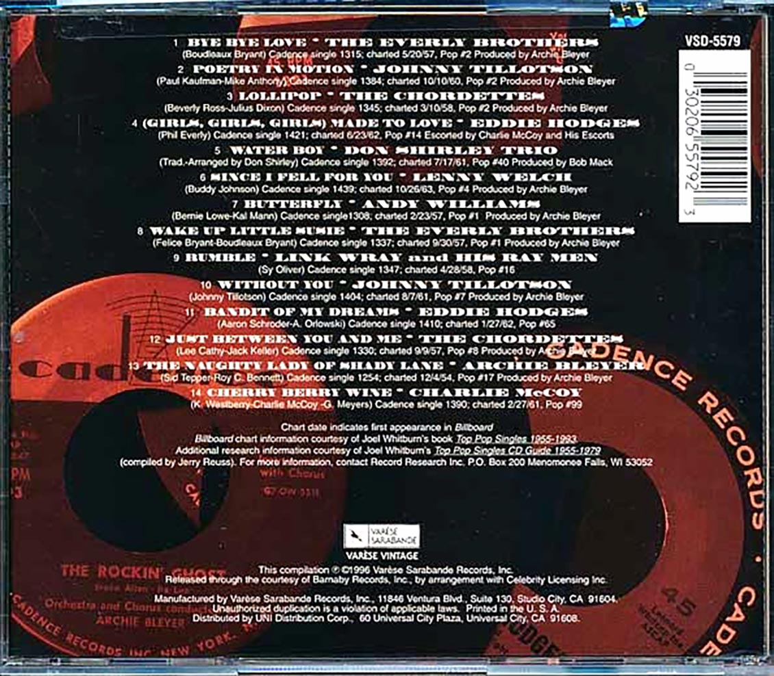 Link Wray, The Everly Brothers, Johnny Tillotson, The Chordettes, Etc. - The History Of Cadence Volume 2 Music CD