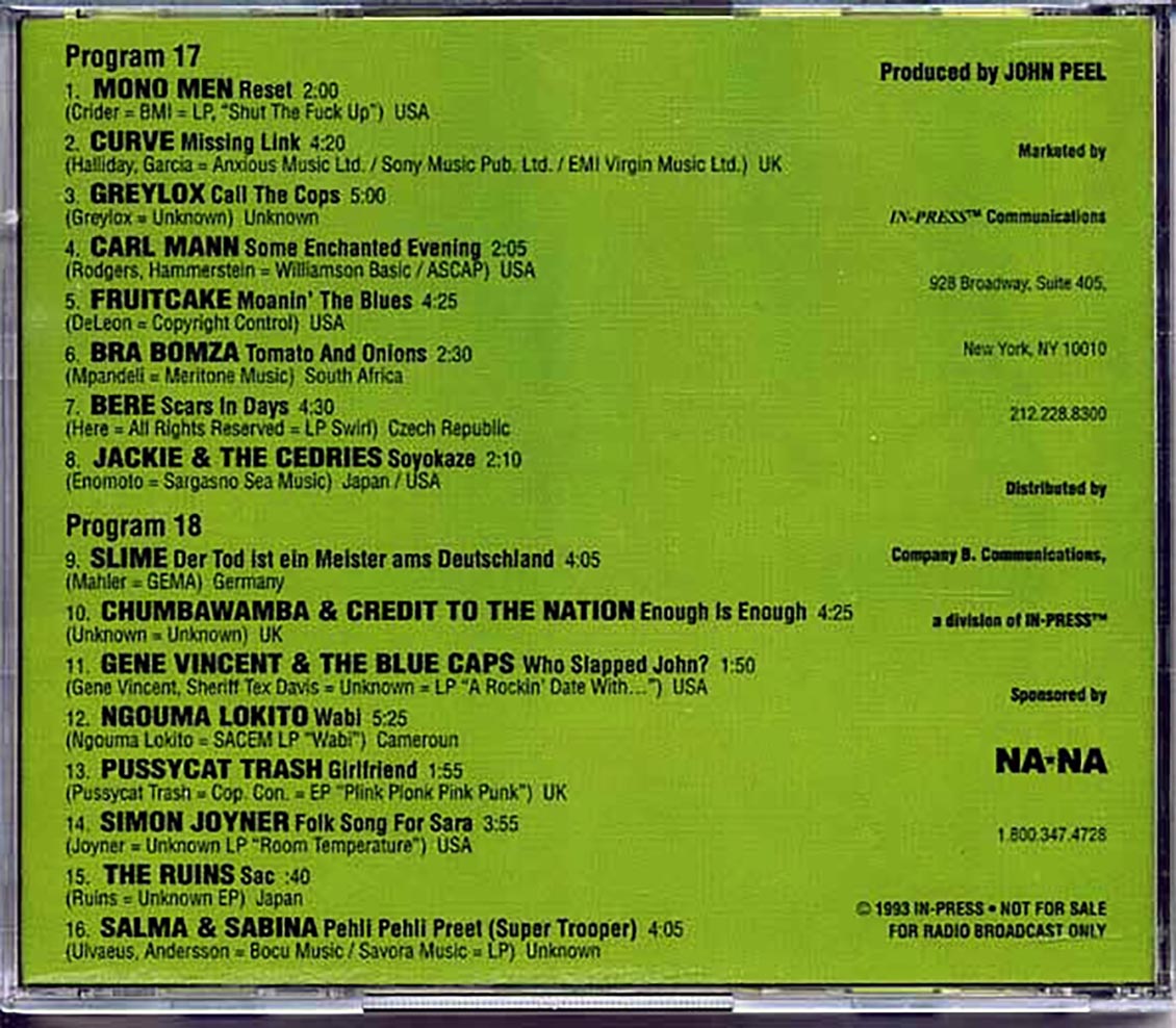 Various - Peel Out In The States Programs 17 & 18 Music CD