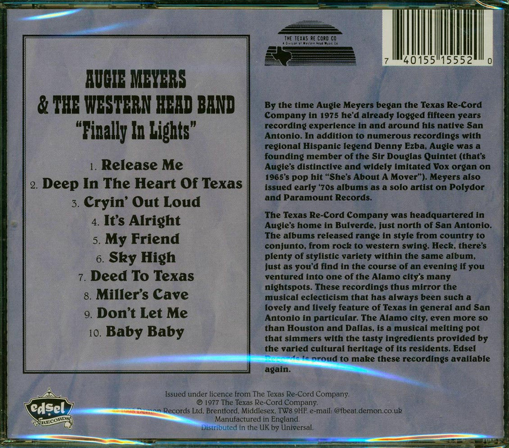 Augie Meyers & The Western Head Band - Finally In Lights Music CD