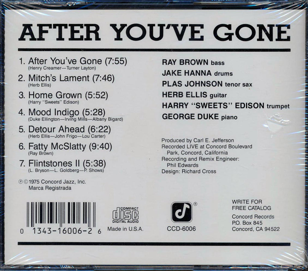 Herb Ellis, Ray Brown, Etc. - After You've Gone (remastered) Music CD