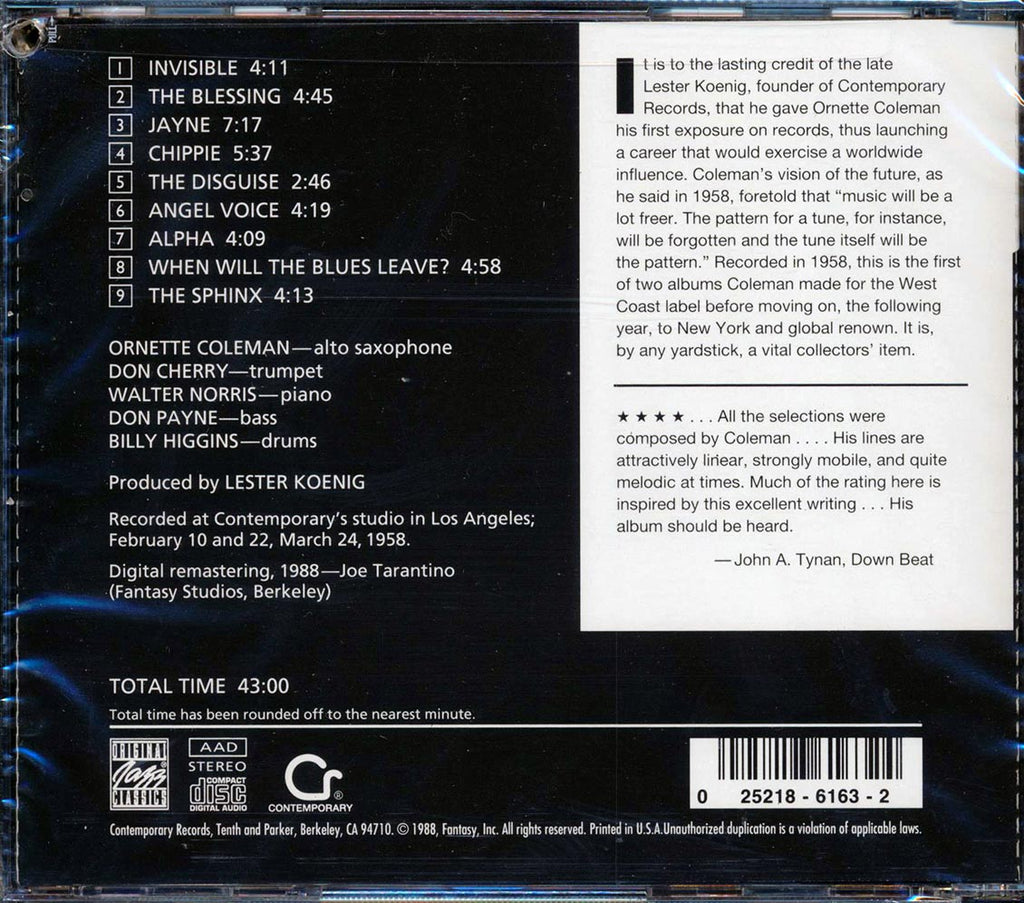 Ornette Coleman - Something Else: The Music Of Ornette Coleman Contemporary S7551 (marked/ltd stock) Music CD