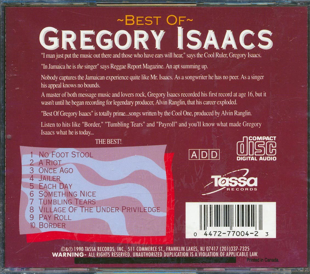 Gregory Isaacs - Best Of Gregory Isaacs Music CD