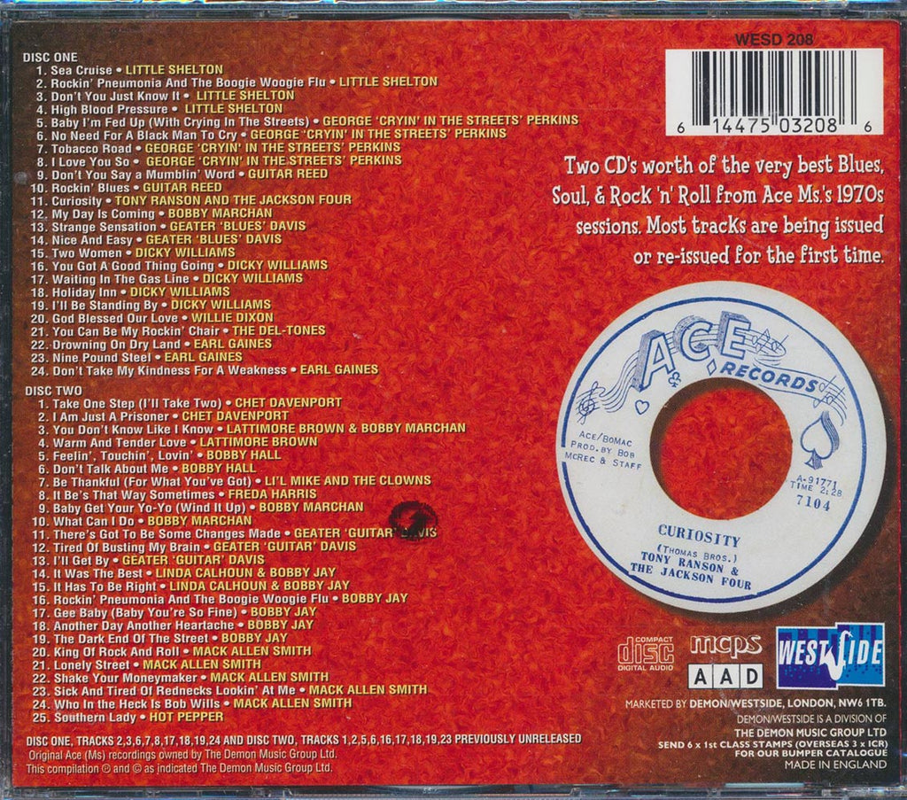 Little Shelton, Earl Gaines, Bobby Marchan, Lattimore Brown, Etc. - Curiosities: The Ace 70s Singles And Sessions (49 tracks) (2xCD) Music CD