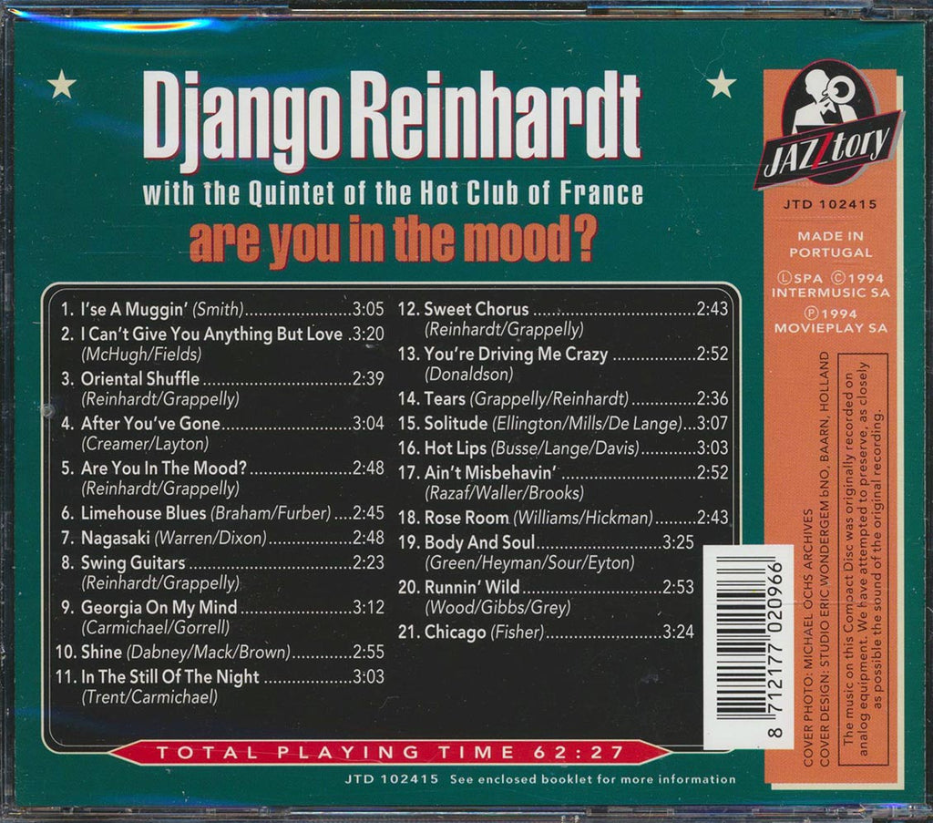 Django Reinhardt - Are You In The Mood? Django Reinhardt With The Quintet Of The Hot Club Of France (21 tracks) Music CD