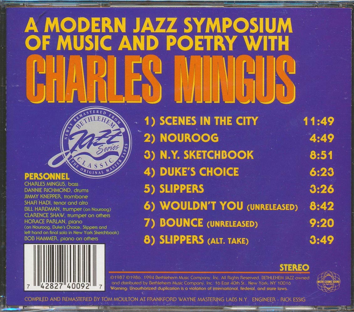 Charles Mingus - A Modern Jazz Symposium Of Music And Poetry With Charles Mingus Music CD