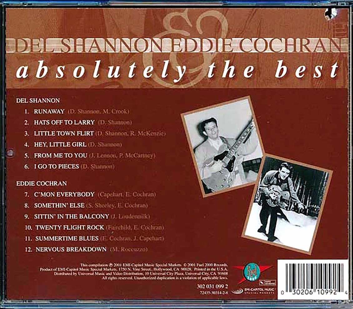 Del Shannon, Eddie Cochran - Absolutely The Best (marked/ltd stock) Music CD