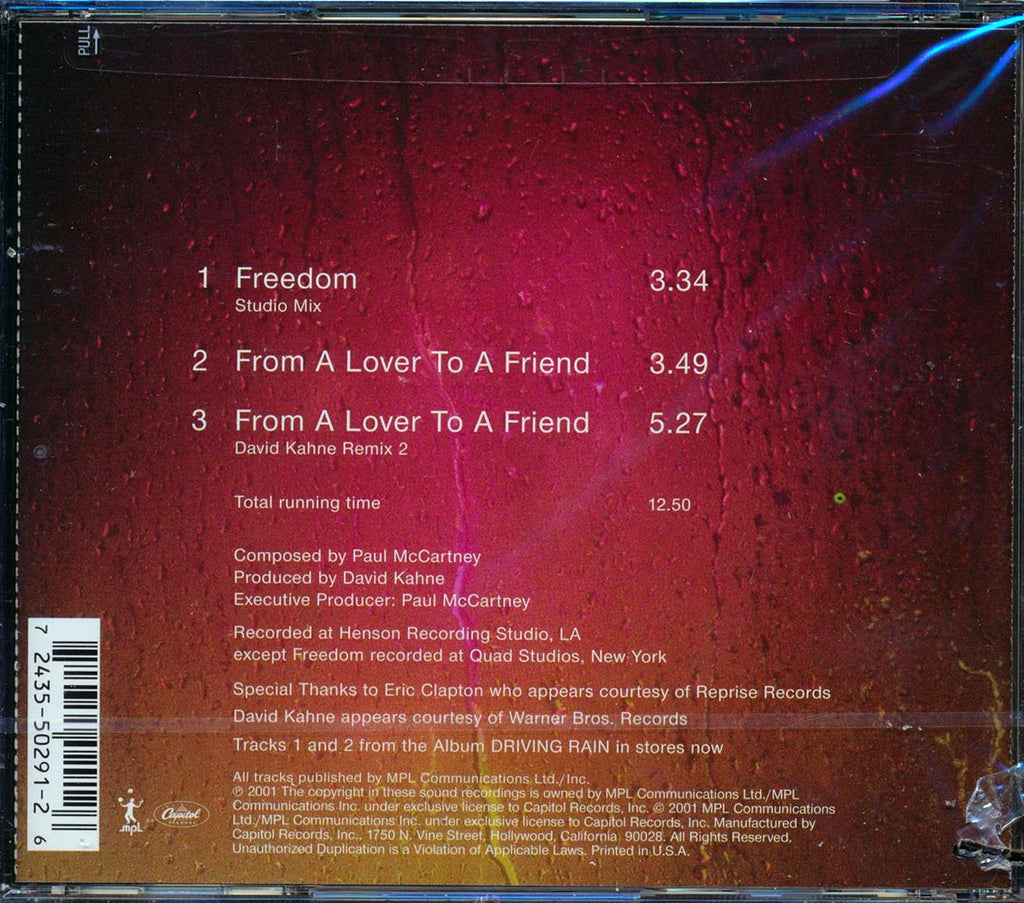 Paul McCartney - Freedom + From A Lover To A Friend (3 Track EP) (marked/ltd stock) Music CD
