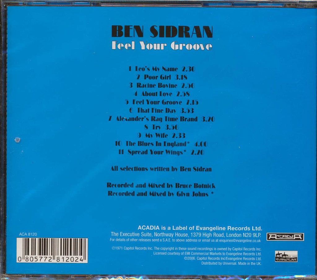 Ben Sidran - Feel Your Groove Music CD