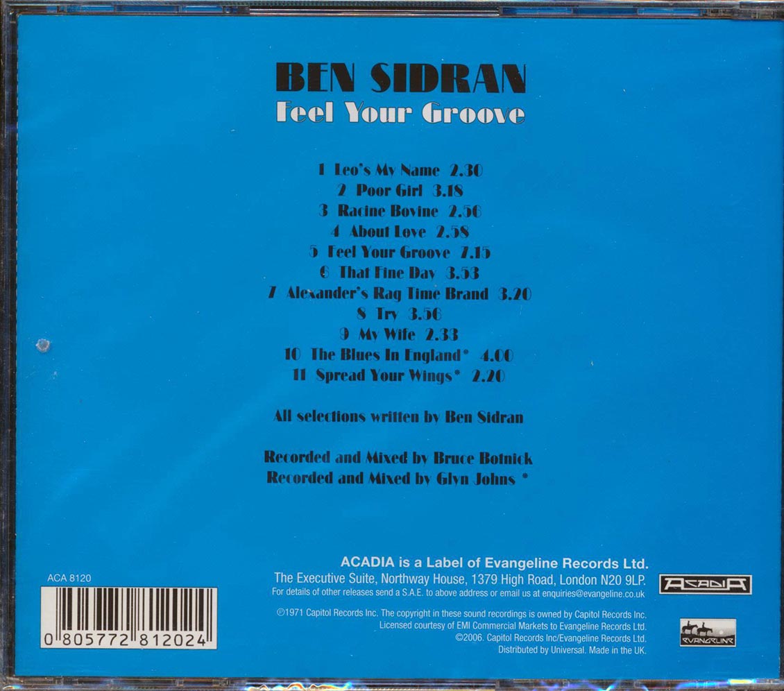 Ben Sidran - Feel Your Groove Music CD