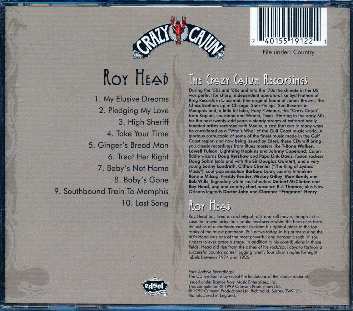 Roy Head - Country Crooner: The Crazy Cajun Recordings Music CD