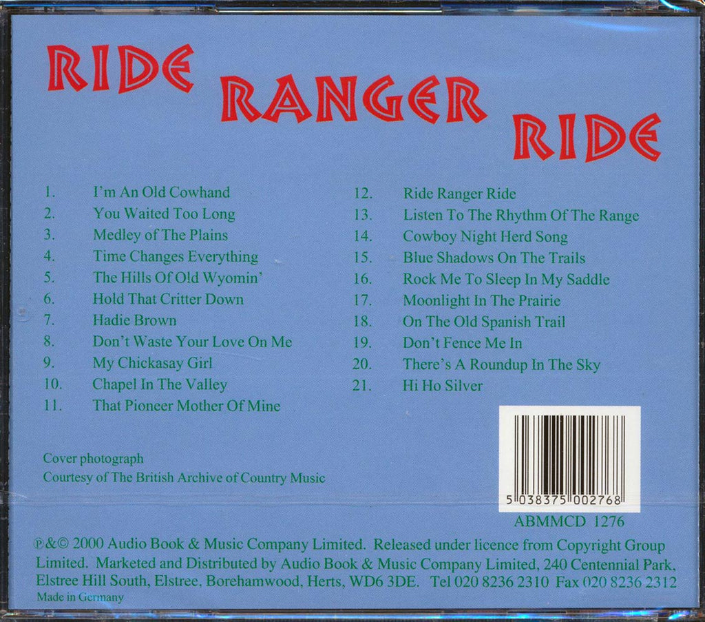 Roy Rogers - Ride Ranger Ride (21 tracks) Music CD