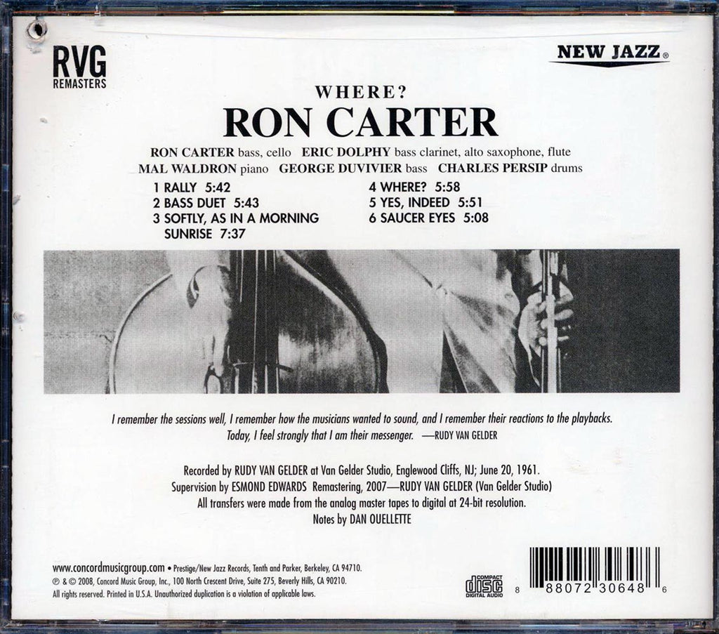 Ron Carter - Where? (marked/ltd stock) (remastered) Music CD