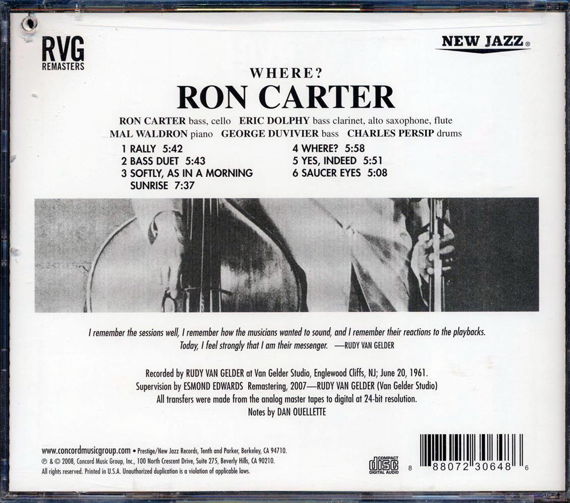 Ron Carter - Where? (marked/ltd stock) (remastered) Music CD