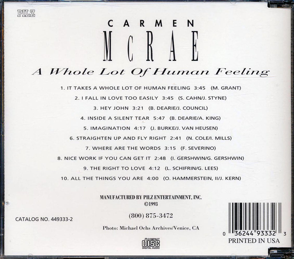 Carmen McRae - A Whole Lot Of Human Feeling Music CD