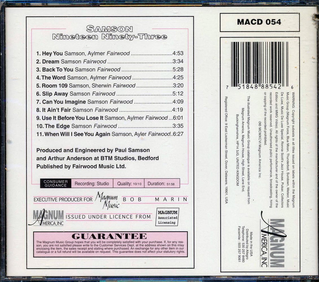 Samson - Nineteen Ninety-Three (marked/ltd stock) Music CD