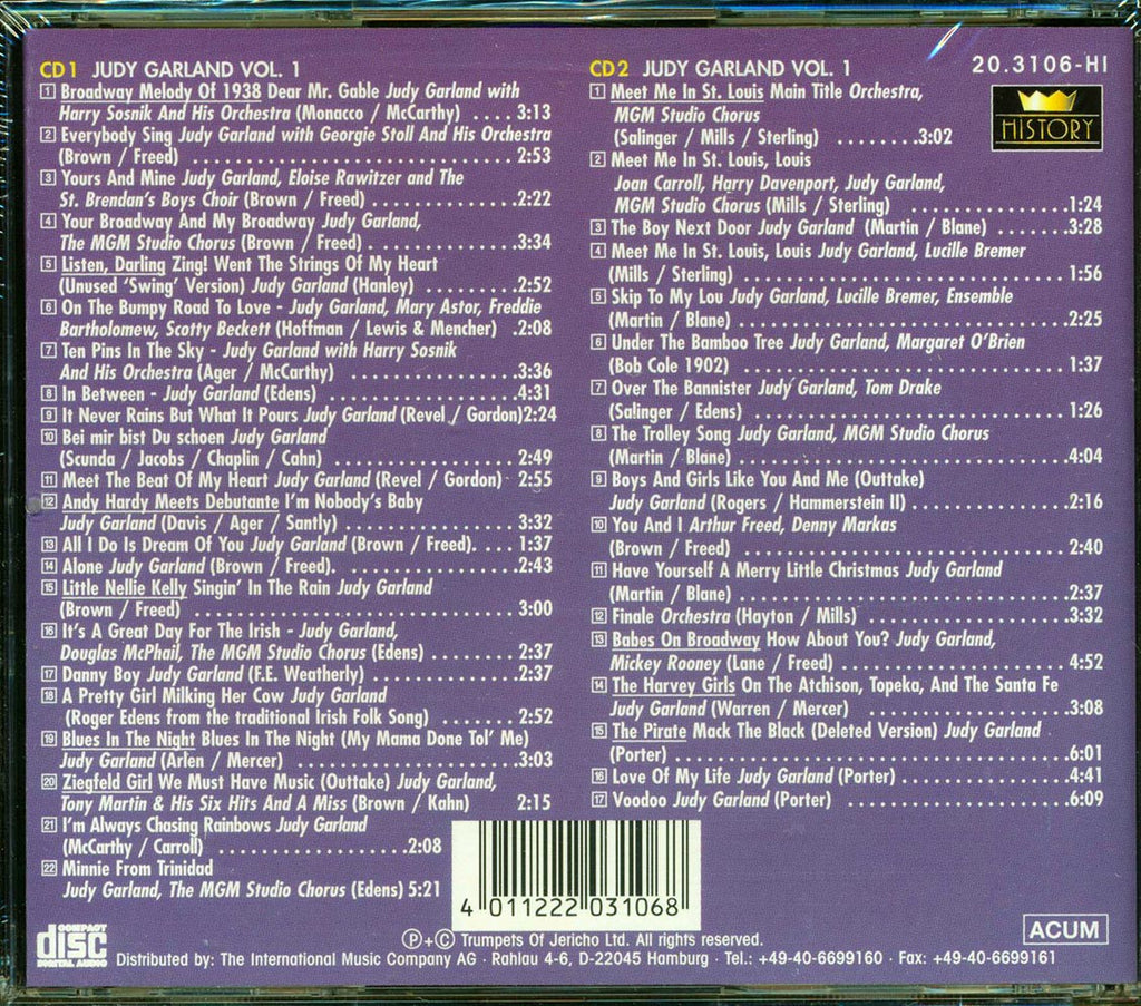 Judy Garland - The Sound Of The Movies Volume 1 (39 tracks) (2xCD) Music CD
