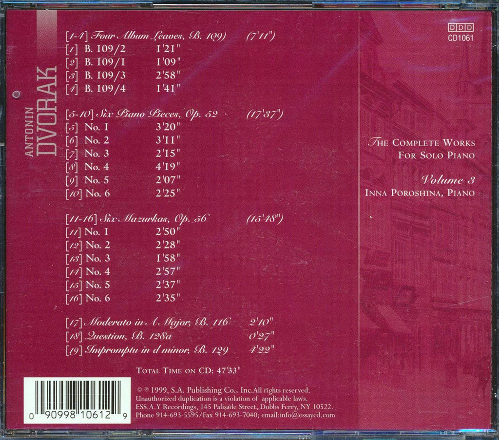 Antonin Dvorak - Piano Music Volume 3: The Complete Works For Solo Piano Music CD
