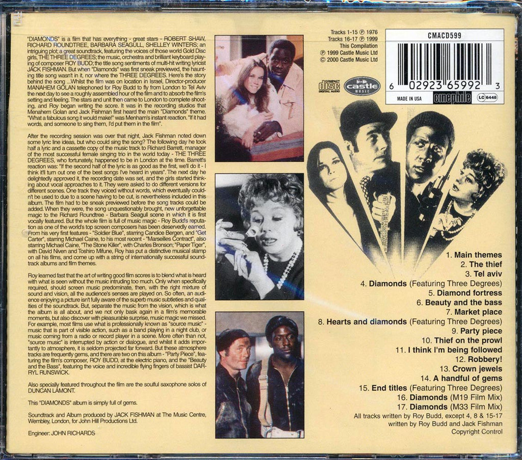 Roy Budd - Diamonds Original Motion Picture Soundtrack Music CD