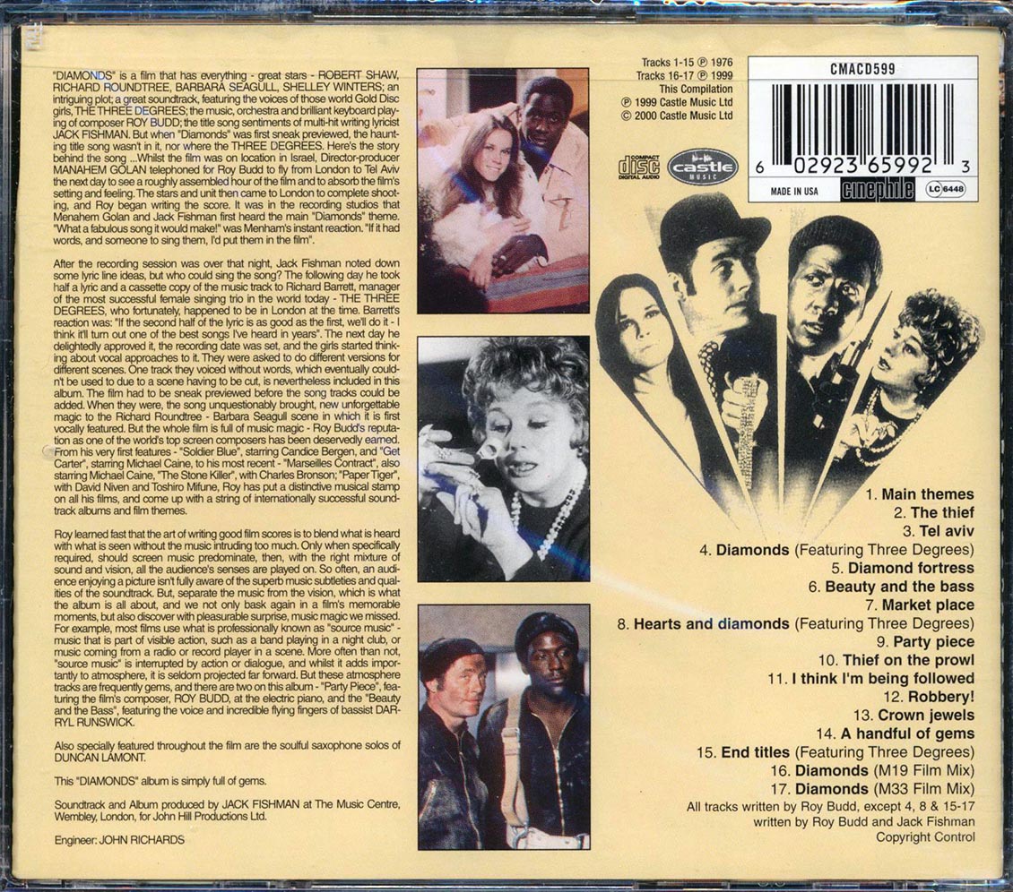 Roy Budd - Diamonds Original Motion Picture Soundtrack Music CD