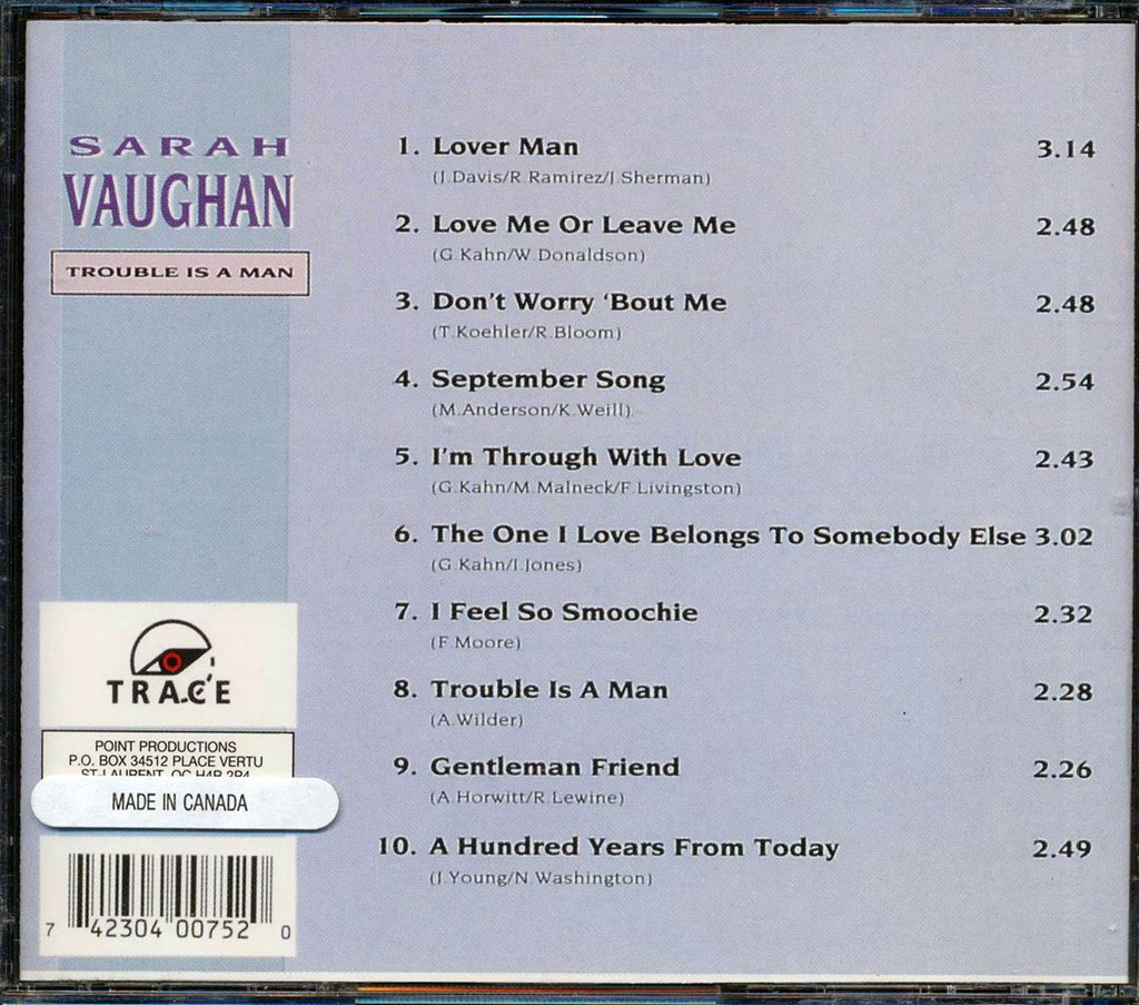 Sarah Vaughan - Trouble Is A Man: The World Of Sarah Vaughan Music CD