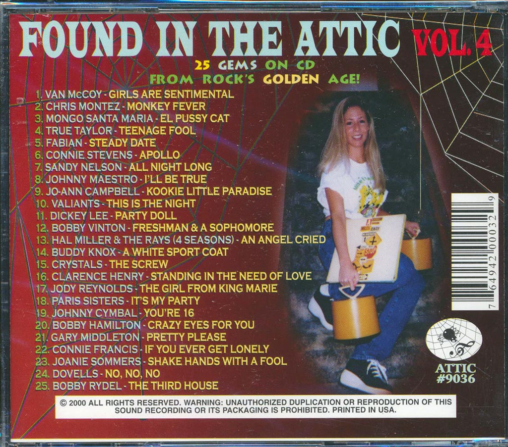 Van McCoy, Chris Montez, Mongo Santa Maria, Fabian, Etc. - Found In The Attic Volume 4: 25 Gems From Rock's Golden Age! (25 tracks) Music CD