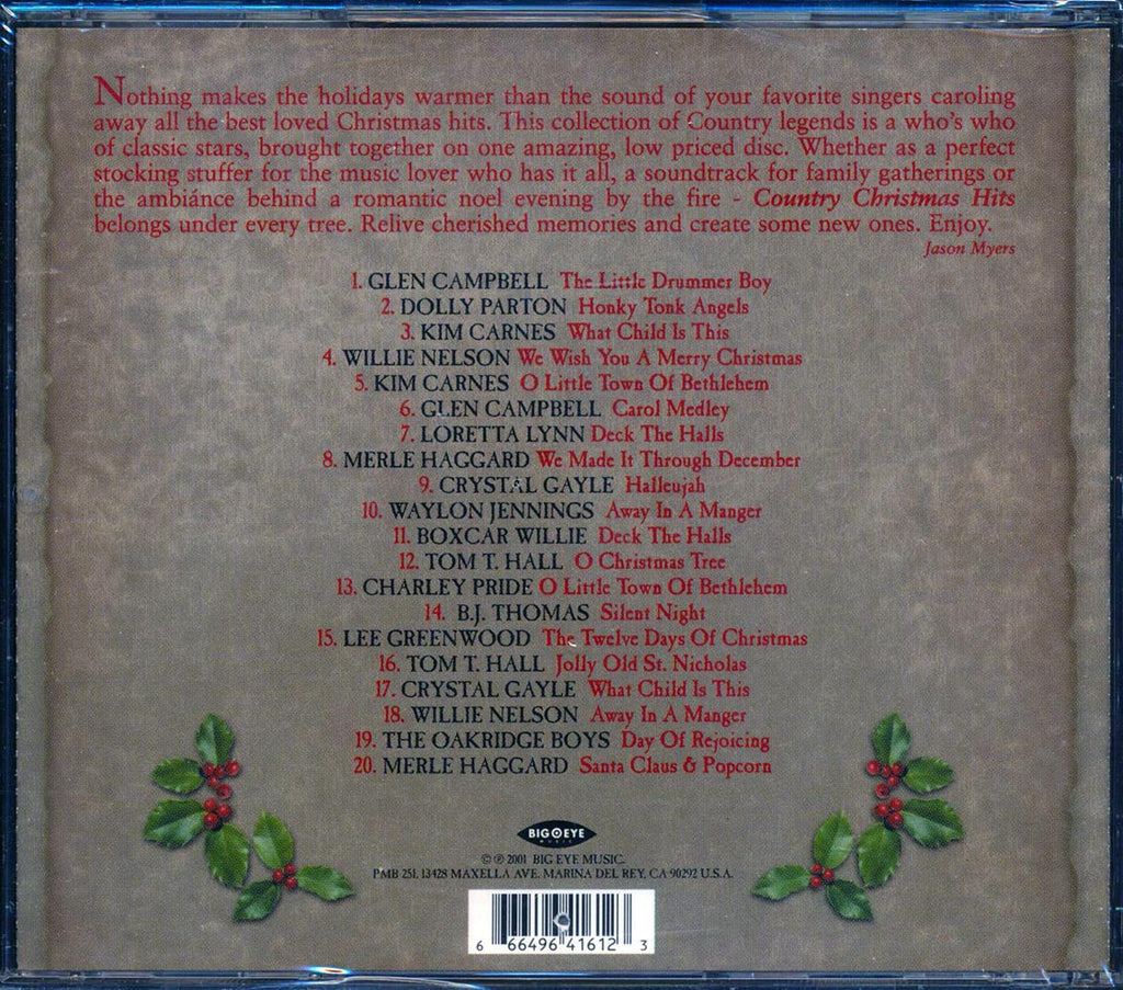 Dolly Parton, Glen Campbell, Kim Carnes, Willie Nelson, Etc. - Country Christmas Hits (20 tracks) (marked/ltd stock) Music CD